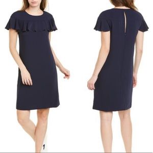 Trina Turk Charleston Ruffle Front Navy Blue Cutout Shift Tunic Dress - 6